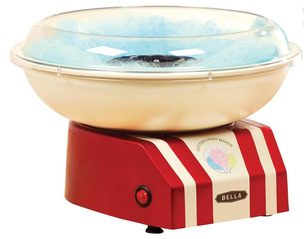 BELLA Cotton Candy Maker, Red and White Electrically Powered Cotton Candy Maker